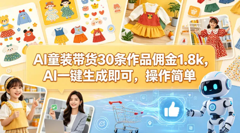 9f5b9300a62494225378698c6bcbec5e.jpeg AI童装带货30条作品佣金1.8k,AI一键生成即可,操作简单