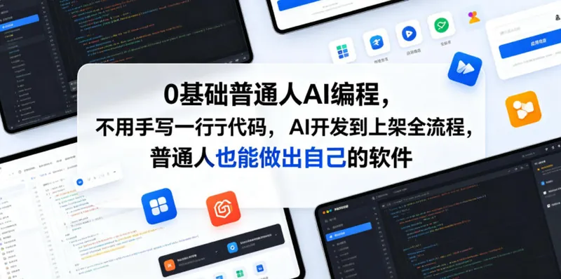 4c493c8bf58617558fbb004a1b27a4d9.jpeg 0基础普通人AI编程,不用手写一行代码,AI开发到上架全流程,普通人也能做出自己的软件