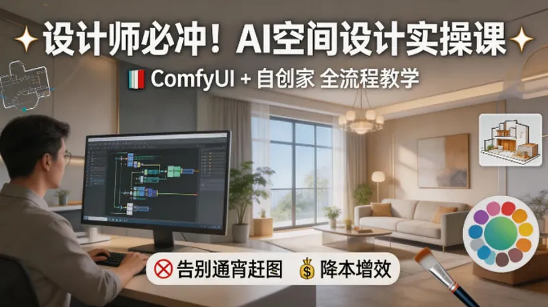 b2cce148dcefb9bd15531b7f795a9602.jpeg 设计师必冲!AI空间设计实操课,ComfyUI+自创家全教学,告别通宵赶图,降本增效