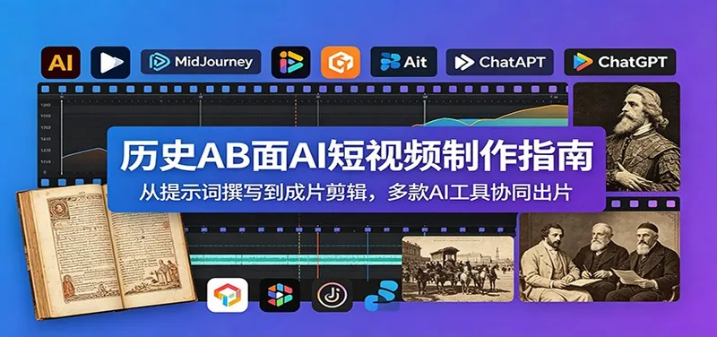 历史AB面AI短视频制作指南：从提示词撰写到成片剪辑，多款AI工具协同出片