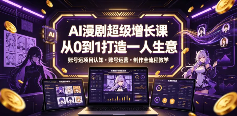 13835b361360cf2860a0f31d3af9ee3f.jpeg AI漫剧超级增长课,从0到1打造一人生意,项目认知・账号运营・制作全流程教学