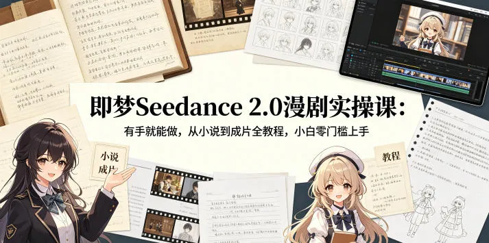 970646c38786145586d6341c117cdc69.jpeg 即梦Seedance 2.0漫剧实操课:有手就能做,从小说到成片全教程,小白零门槛上手