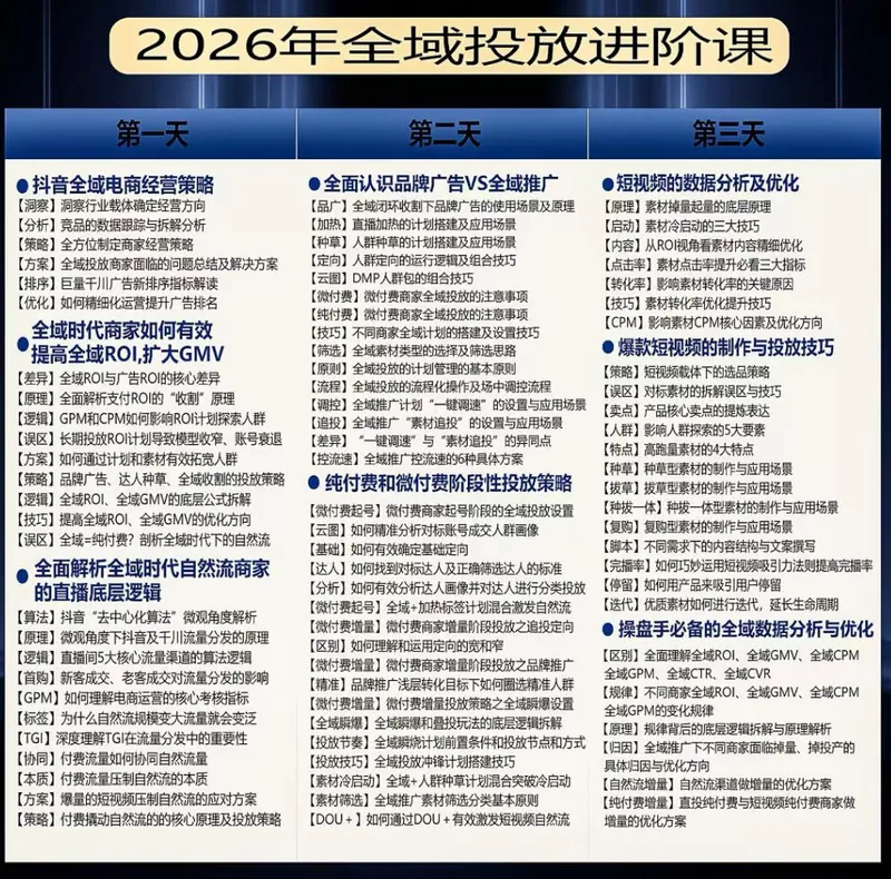 acbc2c8f4b1258d352651a57cf6e2b76.jpeg 千川扫地僧2026抖音全域投放进阶课,少走弯路·快速起量·掌控增长,6月12-14号杭州线下课