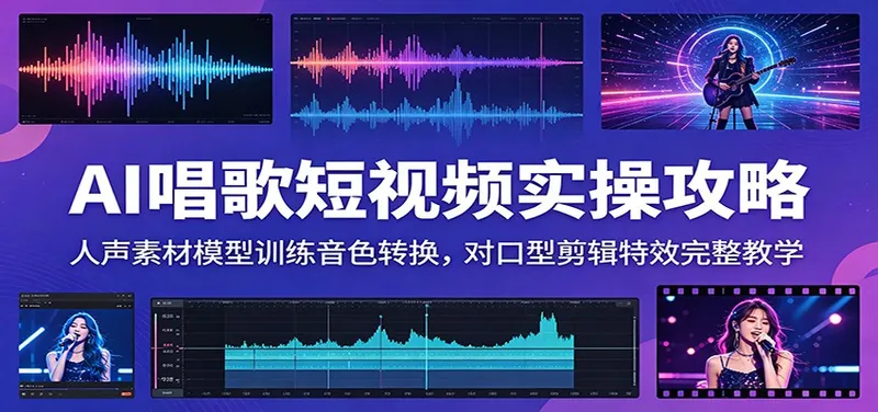 d9d2de67f36de82ee56a6cd3010fca3a.jpeg AI唱歌短视频实操攻略:人声素材模型训练音色转换,对口型剪辑特效完整教学