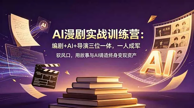 AI漫剧实战训练营：编剧+AI+导演三位一体，一人成军 驭风口，用故事与AI铸造终身变现资产