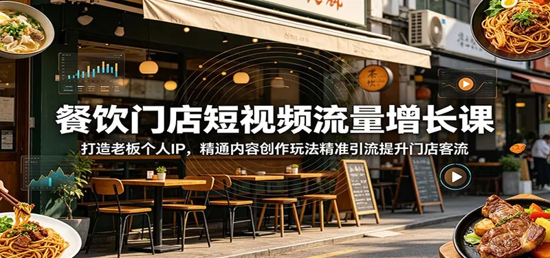 图片[1]|餐饮门店短视频流量增长课：打造老板个人IP，精通内容创作玩法精准引流提升门店客流|网赚金库 | 网创项目|副业兼职|轻创业|