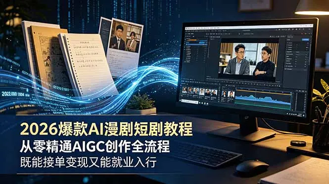 be799ab6ff6d8ff44fc5017e519c02a4.jpeg 2026 爆款 AI 漫剧短剧教程 从零精通 AIGC 创作全流程 既能接单变现又能就业入行