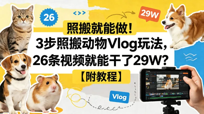 c9c5e52d02c9a97110c96434c4a54403.jpeg 照搬就能做!3步照搬动物Vlog玩法,26条视频就能干了29W?【附教程】【赠coze一键生成工作流】