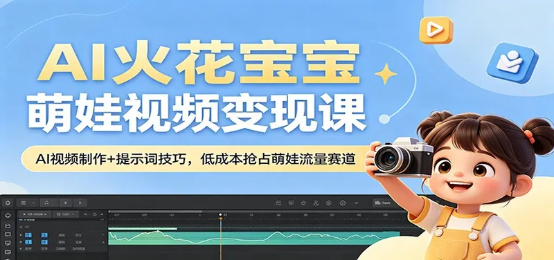 AI火花宝宝萌娃视频变现课：AI视频制作+提示词技巧，低成本抢占萌娃流量赛道