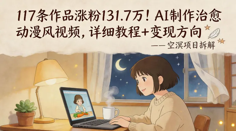 bfc061e5b8d31bd2668e047f28af1d44.jpeg 117条作品涨粉131.7W!AI制作治愈动漫风视频,详细教程+变现方向