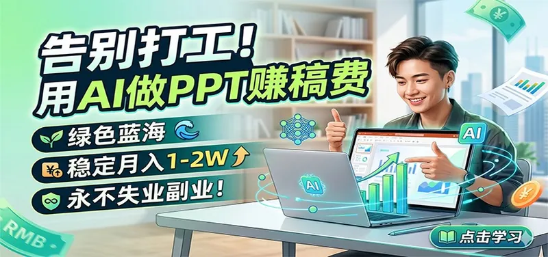 00264d49c61086782db7a2f63a752ba7.jpeg 告别打工!用AI做PPT赚稿费,绿色蓝海,稳定月入1-2W,永不失业副业!
