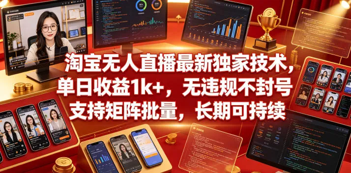 a34853451db2b2585c8f6f4f972c48aa.jpeg 淘宝无人直播最新独家技术,单日收益1k+,无违规不封号,支持矩阵批量,长期可持续【揭秘】