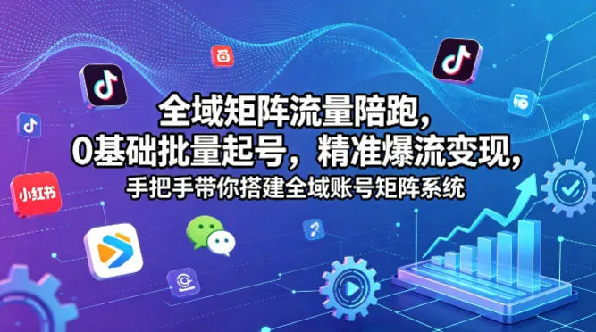 6b3a0331c423f33873502c9ed6e2d6cf.jpeg 全域矩阵流量陪跑,0基础批量起号,精准爆流变现,手把手带你搭建全域账号矩阵系统