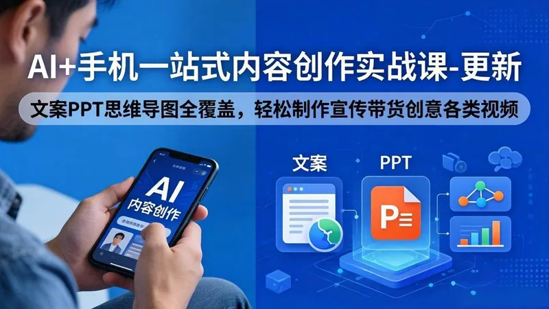 6705a4f55e48459681cef6815b316722.jpeg (18204期)AI+手机一站式内容创作实战课-更新,文案PPT思维导图全覆盖,轻松制作宣传带货创意各类视频