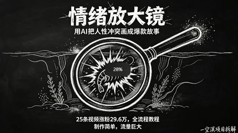 2952ce73b234b37a2045d4c882cfe9f5.jpeg AI制作“情绪放大镜“视频,25条视频涨粉29.6W粉,流量巨大,制作简单,全流程教程