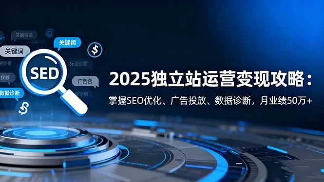 （16371期）2025独立站运营变现攻略：掌握SEO优化、广告投放、数据诊断，月业绩50万+