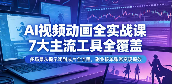 f50c303fa4c50e2ca618700e657c735e.jpeg AI视频动画全实战课,7大主流工具全覆盖,多场景从提示词到成片全流程,副业接单账号变现提效