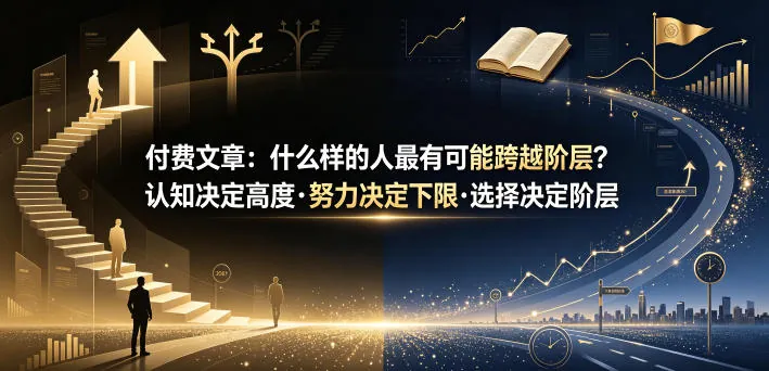 付费文章：什么样的人最有可能跨越阶层？认知决定高度·努力决定下限·选择决定阶层