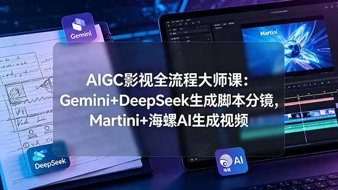 77b4e96223082f6110367d4a6c2984ae.jpeg AIGC影视全流程大师课:Gemini+DeepSeek生成脚本分镜,Martini+海螺AI生成视频
