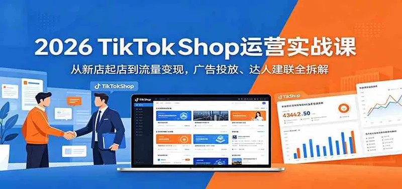534ab76c5acd785b85cdd7d65d780532.jpeg 2026 TikTokShop运营实战课:从新店起店到流量变现,广告投放、达人建联全拆解