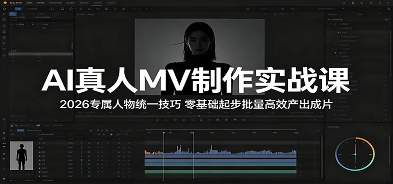 AI真人MV制作实战课：2026专属人物统一技巧，零基础起步批量高效产出成片