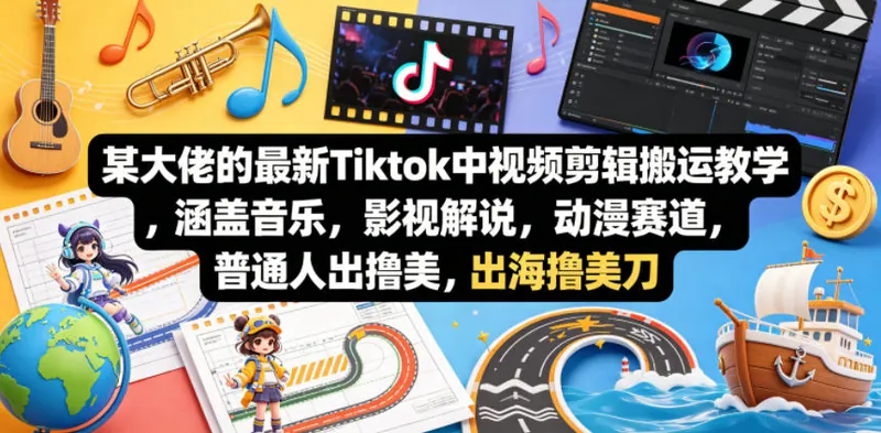 60454510f768686be7703275beec3c9f.jpeg 某大佬的最新Tiktok中视频剪辑搬运教学,涵盖音乐,影视解说,动漫赛道,普通人出海撸美刀