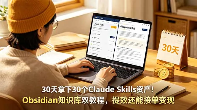 97c25288e1aeef5ab6fe2d56a0c7d84e.jpeg 30天拿下30个Claude Skills资产!Obsidian知识库双教程,提效还能接单变现