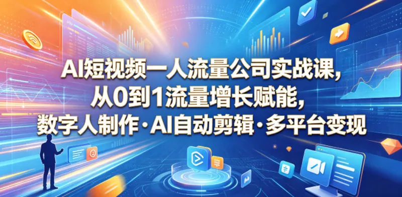 cfe7a9416ad7579ae6e933e68af0eafb.jpeg AI短视频一人流量公司实战课,从0到1流量增长赋能,数字人制作・AI自动剪辑・多平台变现,一人做流量生意全落地教程