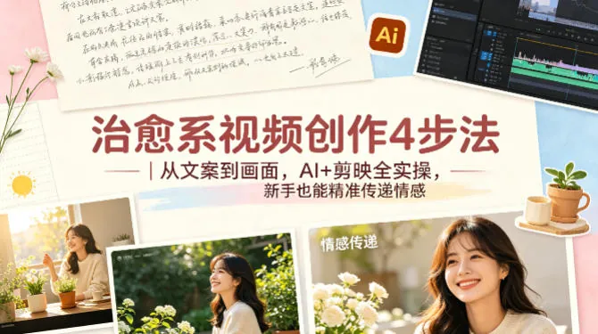 治愈系视频创作4步法｜从文案到画面，AI+剪映全实操，新手也能精准传递情感