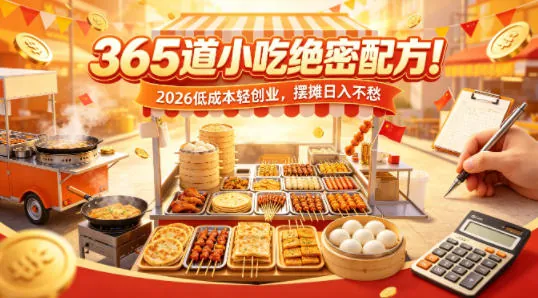 d279f7bc0fa2532ef9e02b62f37a57c1.jpeg 365道小吃绝密配方!2026低成本轻创业,摆摊日入不愁