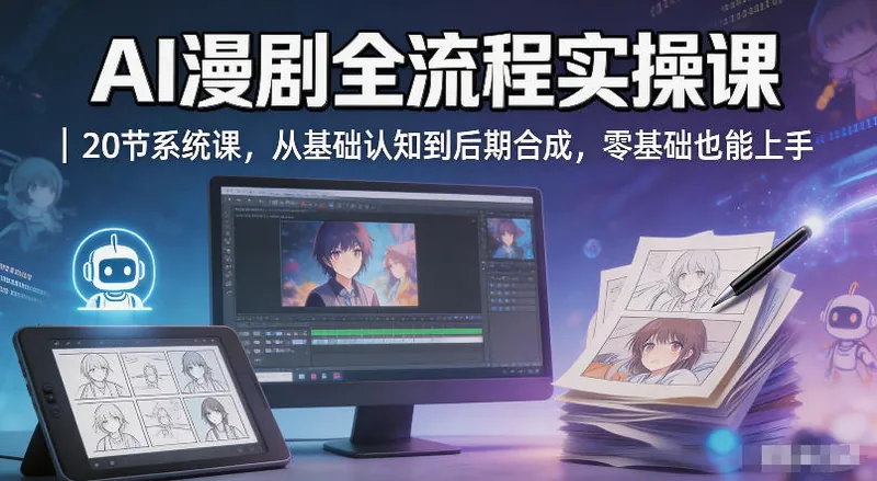 d3d5f52b4617c633f44cfeab6b739579.jpeg AI漫剧全流程实操课|20节系统课,从基础认知到后期合成,零基础也能上手
