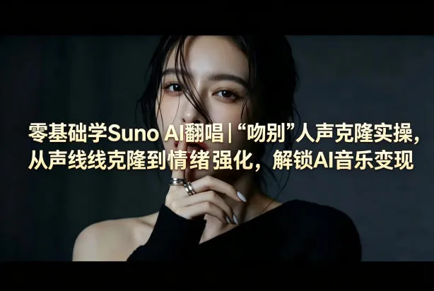 9d17834567fc24a8f48d64dd07829fce.jpeg 零基础学Suno AI翻唱|《吻别》人声克隆实操,从声线克隆到情绪强化,解锁AI音乐变现