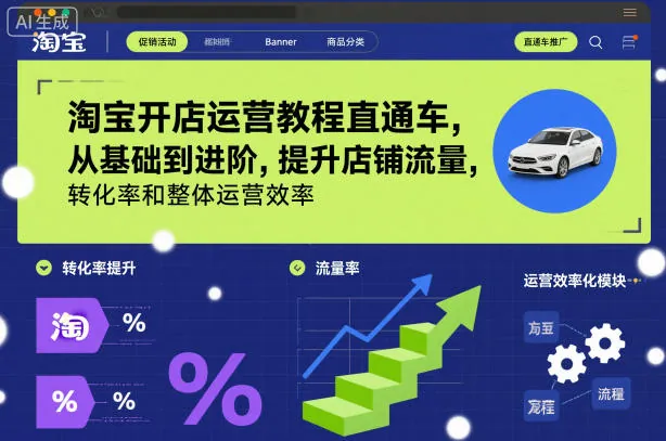 淘宝开店运营教程直通车，从基础到进阶，提升店铺流量，转化率和整体运营效率（更新26年05月27日）