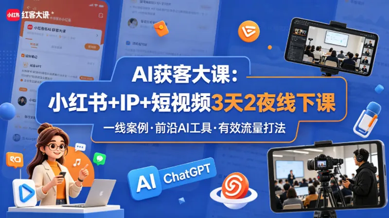 38d2e0a2dd49225014ae1ecd231682df.jpeg AI获客大课小红书+IP+短视频3天2夜线下课,用最真实的一线案例,最前沿的AI工具,最有效的流量打法