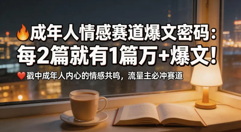 e3a1df7436275fa175135c34ab82e4b0.jpeg 公众号流量主成年人情感心理赛道,流量最大,受众最广的主流赛道之一,平均每2篇就有1篇万爆文章