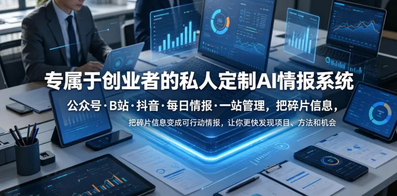 94bc362714974aad589d64f8ddd09878.jpeg 专属于创业者的私人定制AI情报系统,公众号·B站·抖音·每日情报·一站管理,把碎片信息变成可行动情报,让你更快发现项目、方法和机会