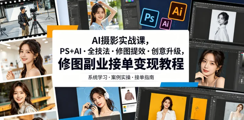 28758f6967d945595f4a835aa8052d19.jpeg AI摄影实战课,PS+AI・全技法・修图提效・创意升级,修图副业接单变现教程