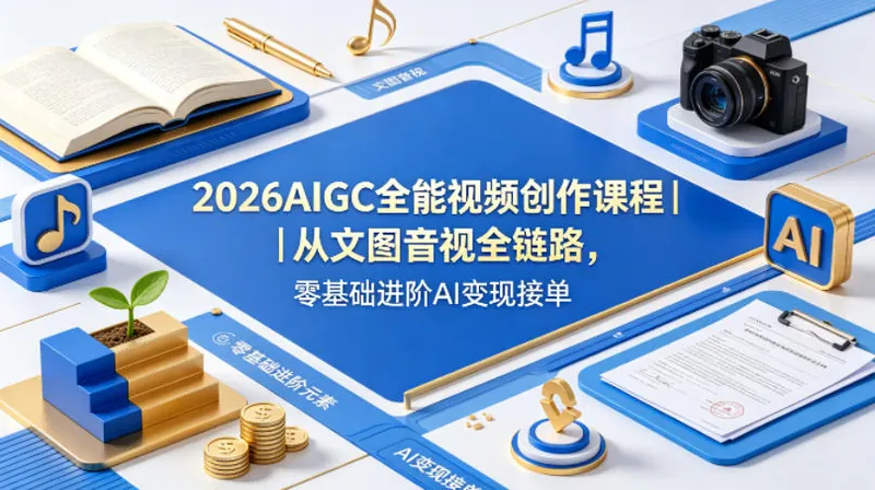 92f72eccbaa7f4d7e3db33ae202e109d.jpeg 2026AIGC全能视频创作课程|从文图音视全链路,零基础进阶AI变现接单