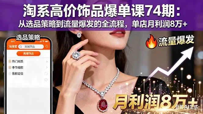 75288b9c42123feae41065ecb93c4330.jpeg (16351期)淘系高价饰品爆单课74期:从选品策略到流量爆发的全流程,单店月利润8万+
