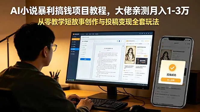52e59ab2e0f1d3a8dd3cbf80becd3602.jpeg AI小说暴利搞钱项目教程,大佬亲测月入1-3万,从零教学短故事创作与投稿变现全套玩法