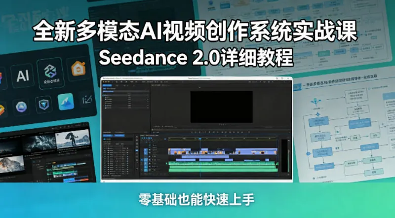 19df099de2d7b9cb9597f8452113c41c.jpeg 全新多模态AI视频创作系统实战课,Seedance 2.0详细教程,零基础也能快速上手