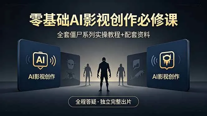 （18185期）零基础AI影视创作必修课，全套僵尸系列实操教程加配套资料，全程答疑带你独立完整出片