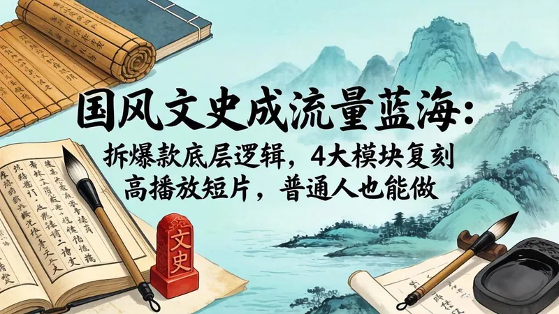 275cb6362e5feca8b6da85cdbb48c1f1.jpeg (18227期)国风文史成流量蓝海:拆爆款底层逻辑,4大模块复刻高播放短片,普通人也能做