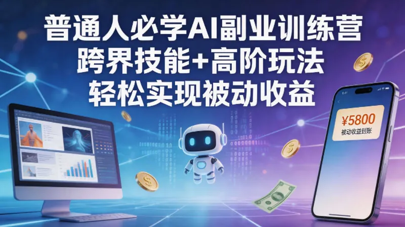 e685874037906bf6bd9bf752ce7d30ab.jpeg 普通人必学AI副业训练营跨界技能+高阶玩法轻松实现被动收益
