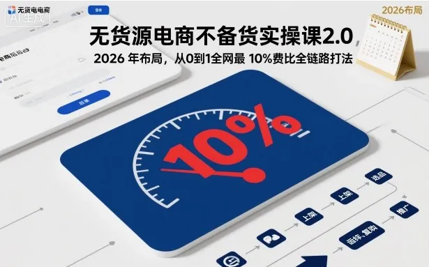 1a250eb41b45b199bff618439c6f6aff.jpeg 无货源电商不备货实操课2.0,2026年布局,从0到1全网最低10%费比全链路打法【更新26年6月16日】