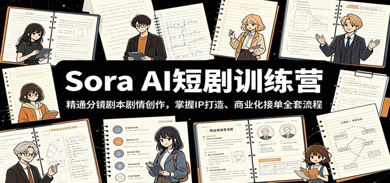 b201bcf1f7f76f2e36eac105bacded78.jpeg Sora AI短剧训练营:精通分镜剧本剧情创作,掌握IP打造、商业化接单全套流程