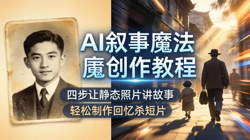 79adc8878cef3647c7085de8d1b502cf.jpeg (18208期)AI叙事魔法创作教程,四步让静态照片讲故事,老照片修复加动态特效,轻松制作回忆杀短片