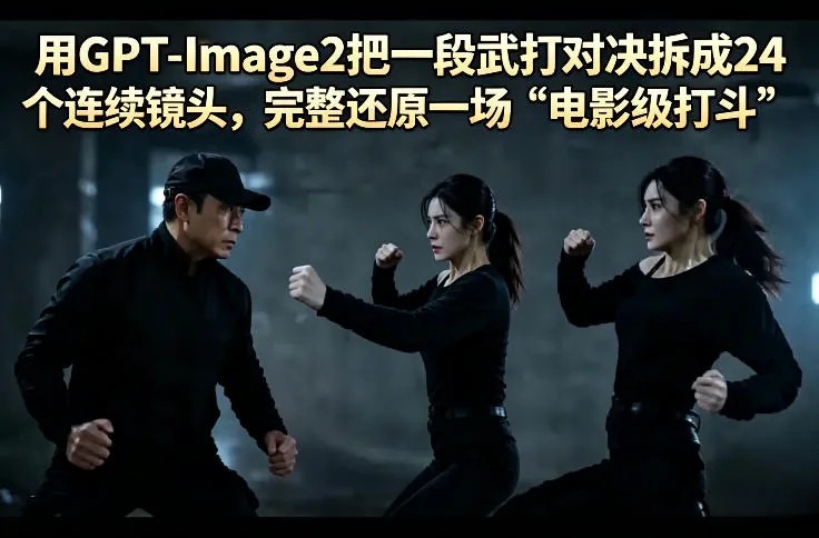 9cc83faa3cc34c3ba9652c00b3c40486.jpeg 用GPT-Image2把一段武打对决拆成24个连续镜头,完整还原一场“电影级打斗”