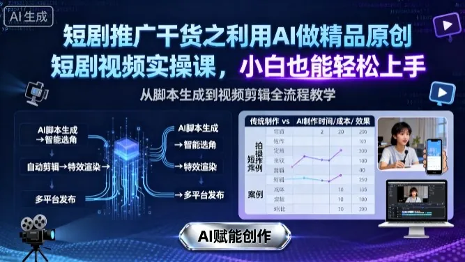 短剧推广干货之利用AI做精品原创短剧视频实操课，小白也能轻松上手