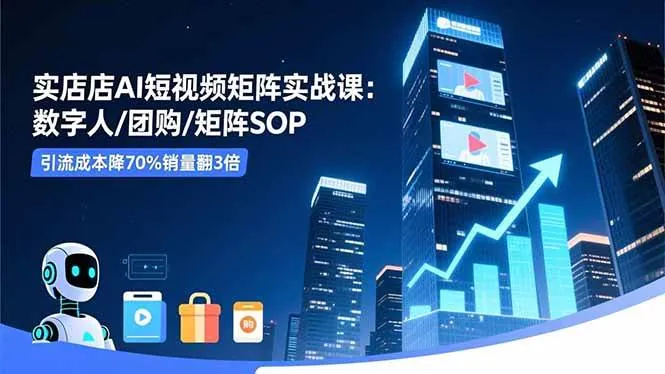 （16539期）实体店AI短视频矩阵实战课：数字人/团购/矩阵SOP，引流成本降70%销量翻3倍
